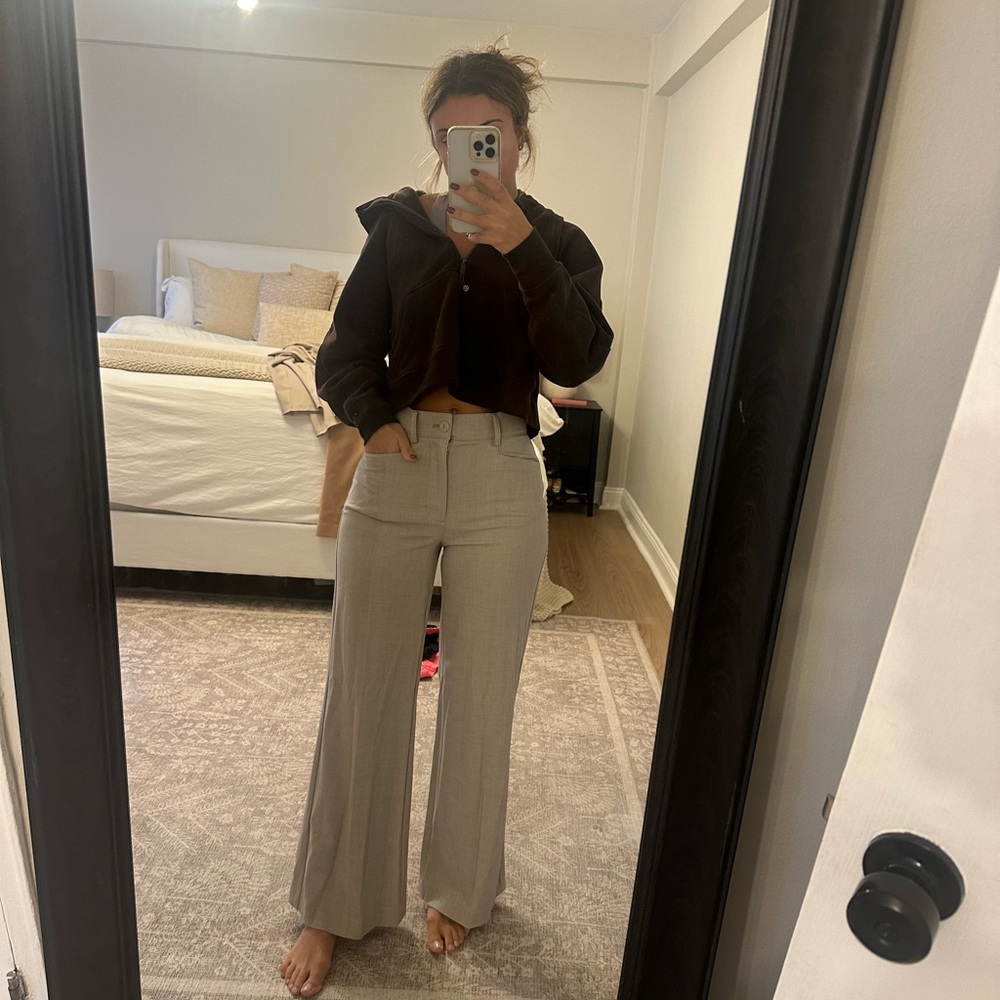 LOFT Gray High Rise Palazzo Pants